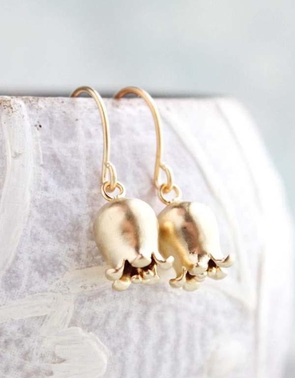 Matte Gold Bell Flower Earrings