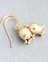 Matte Gold Bell Flower Earrings