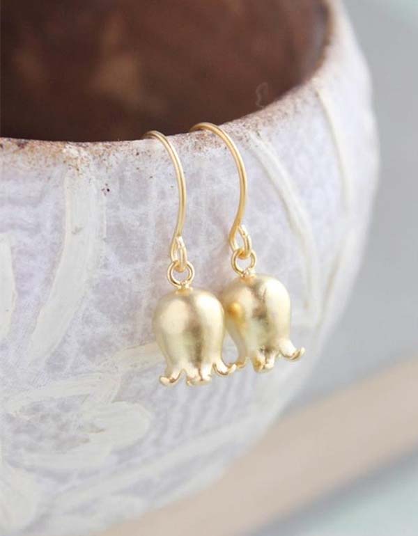 Matte Gold Bell Flower Earrings