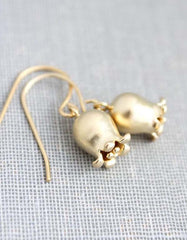 Matte Gold Bell Flower Earrings