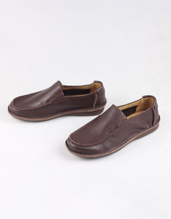 Men's Soft Cowhide Handmade Retro Leather Flats