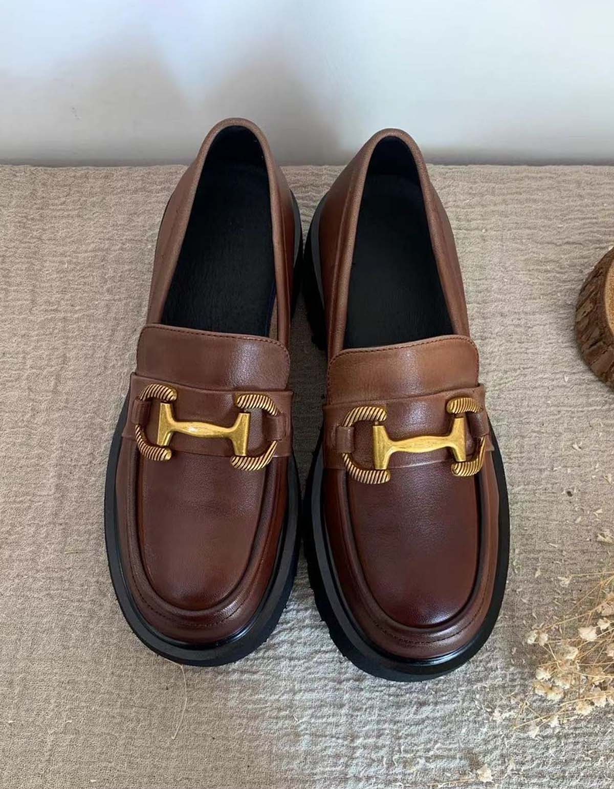 Metal Front Thick-Soled Comfortable Spring Loafers