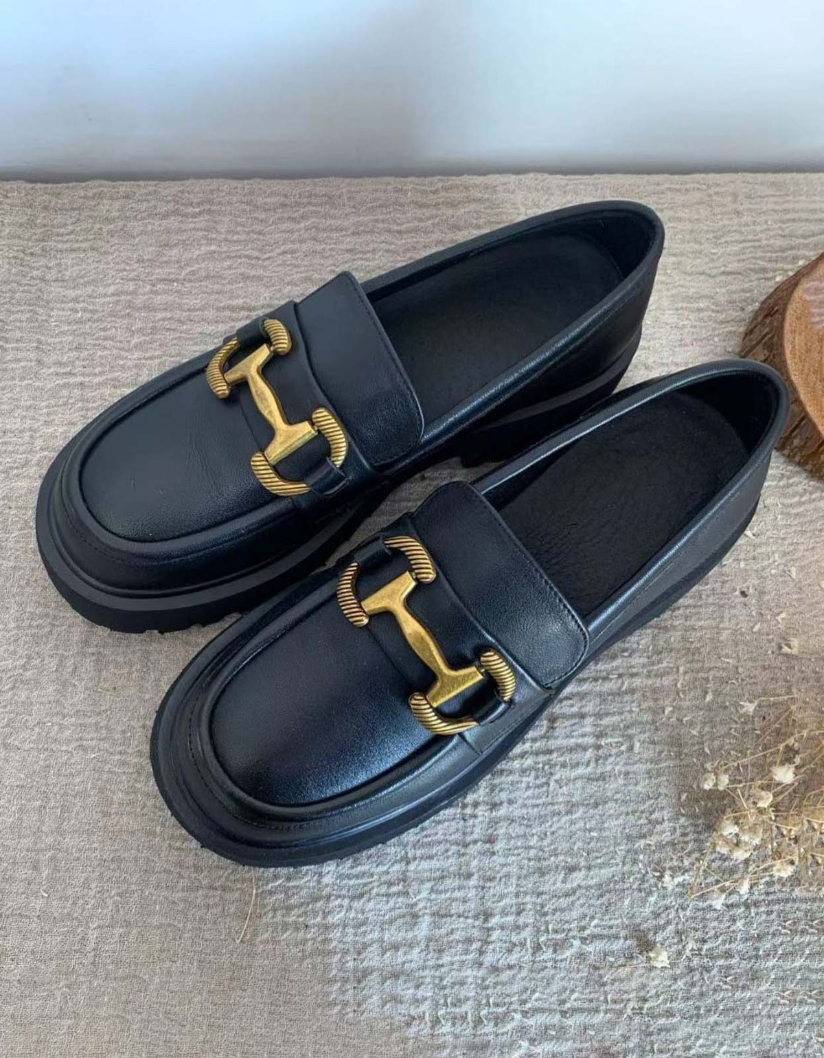 Metal Front Thick-Soled Comfortable Spring Loafers