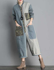 NEW Women Loose Denim Retro Jumpsuit