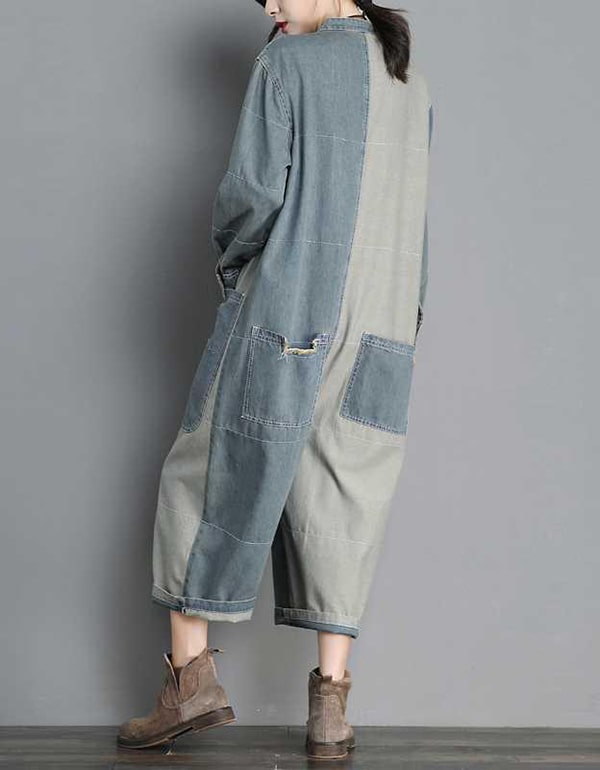 NEW Women Loose Denim Retro Jumpsuit