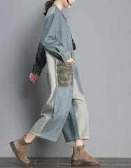 NEW Women Loose Denim Retro Jumpsuit