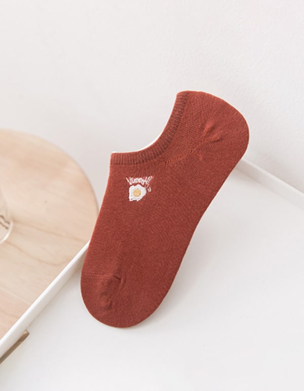 5 Pairs Non-slip Breathable Embroidery Cotton Socks