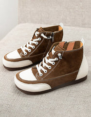 Non-slip Leather Round Head Cotton Sneakers