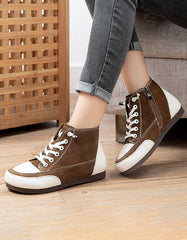 Non-slip Leather Round Head Cotton Sneakers