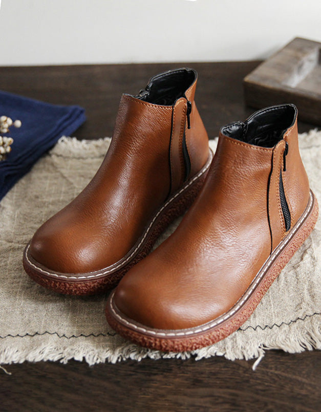 Non-slip Round Head Handmade Retro Boots