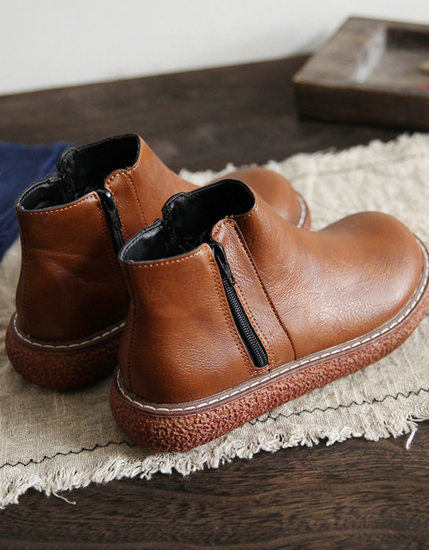 Non-slip Round Head Handmade Retro Boots