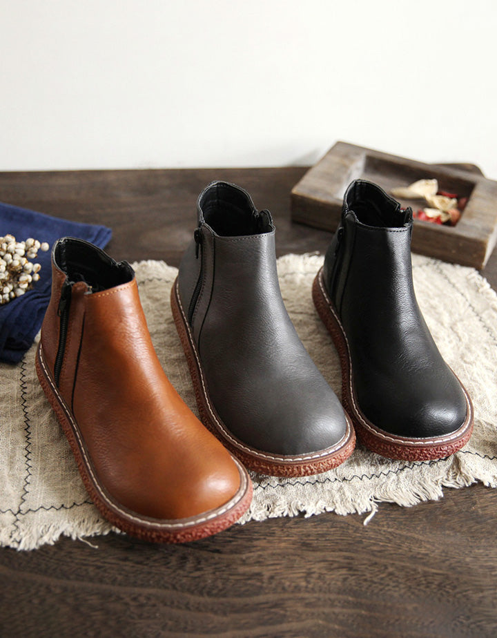 Non-slip Round Head Handmade Retro Boots