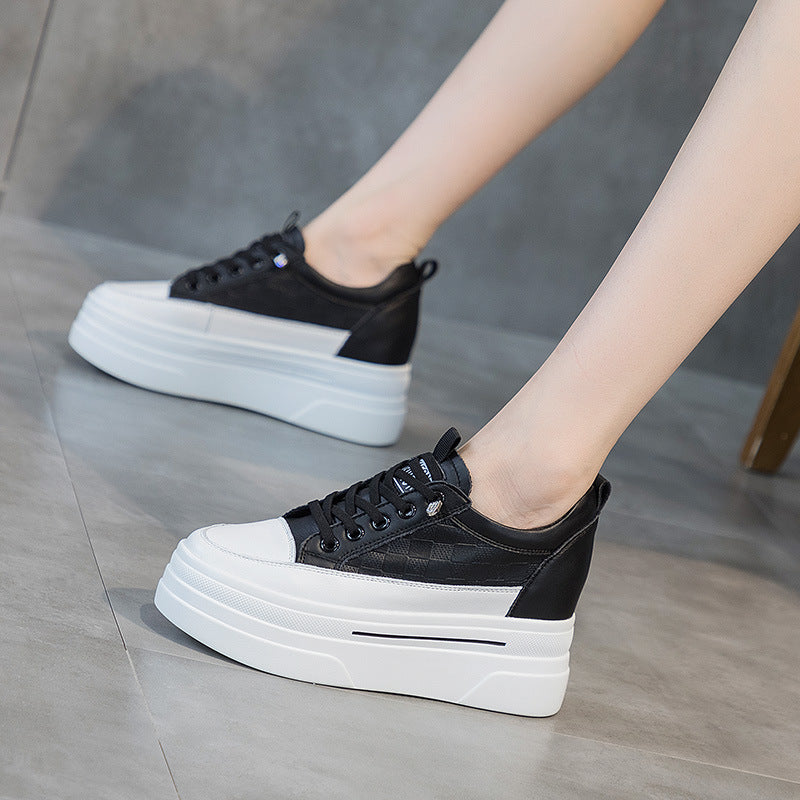 Women's Genuine Low-cut White Summer Height Increasing Sneakers