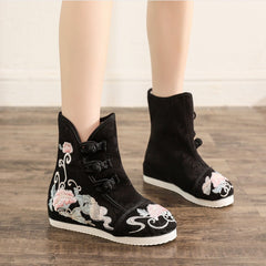 Women's Height Increasing Insole Ethnic Style Cloth Boots