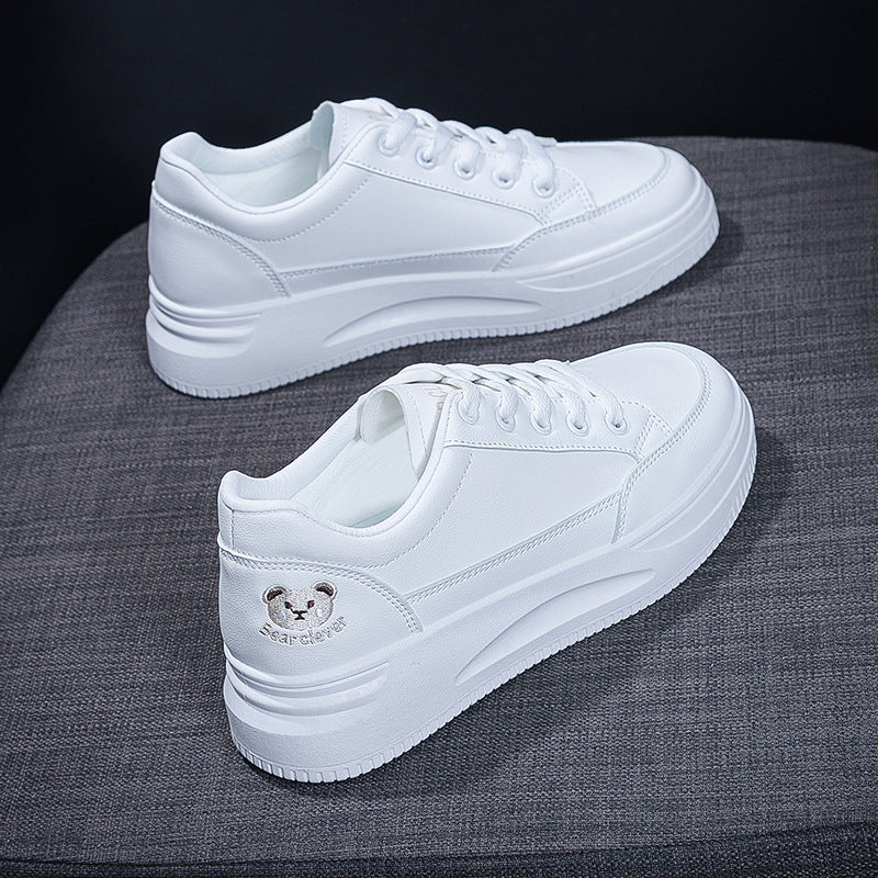 Women's Bear White Autumn Thick-soled Korean Style Sneakers