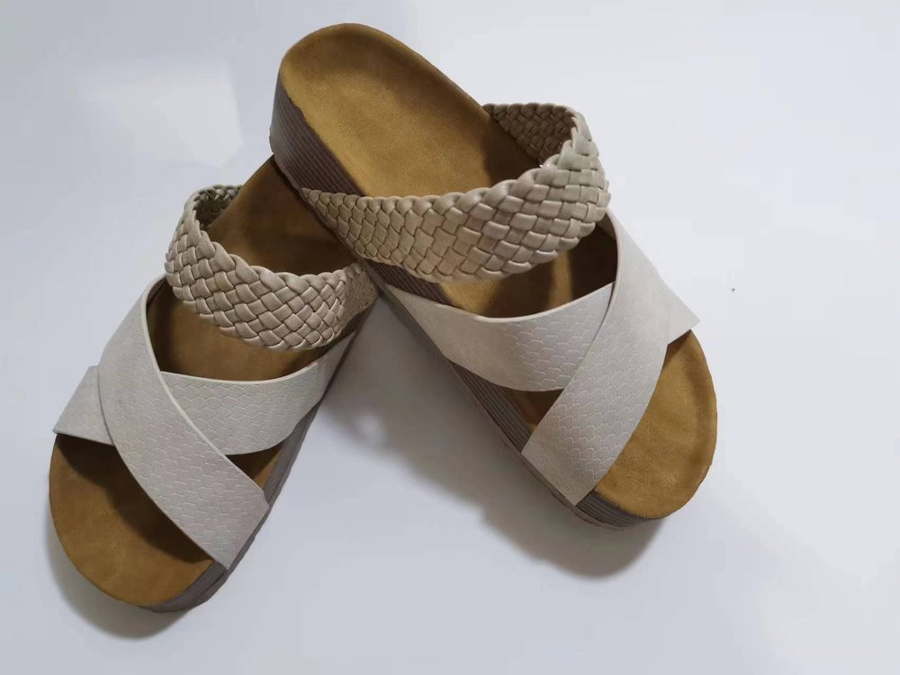 Women's Size Leisure Flat Platform Cross Woven Sandals