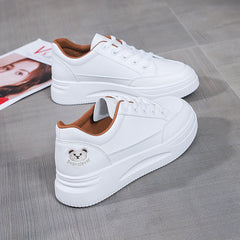 Women's Bear White Autumn Thick-soled Korean Style Sneakers