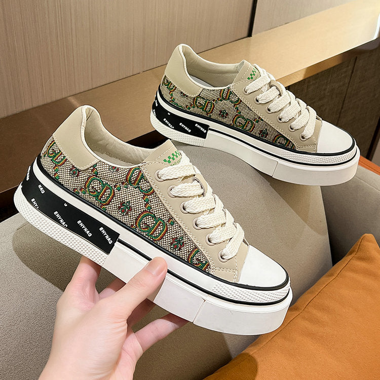 Fashion Low Top Pumps Rhinestone Thick-soled Sneakers