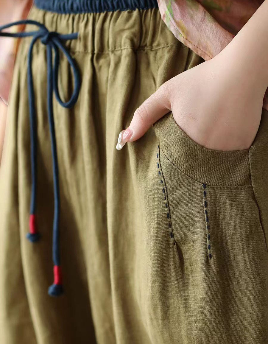 Elastic Waist Summer Loose Linen Pants