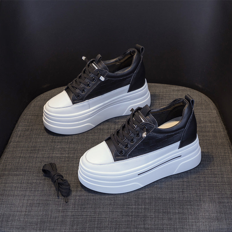 Women's Genuine Low-cut White Summer Height Increasing Sneakers