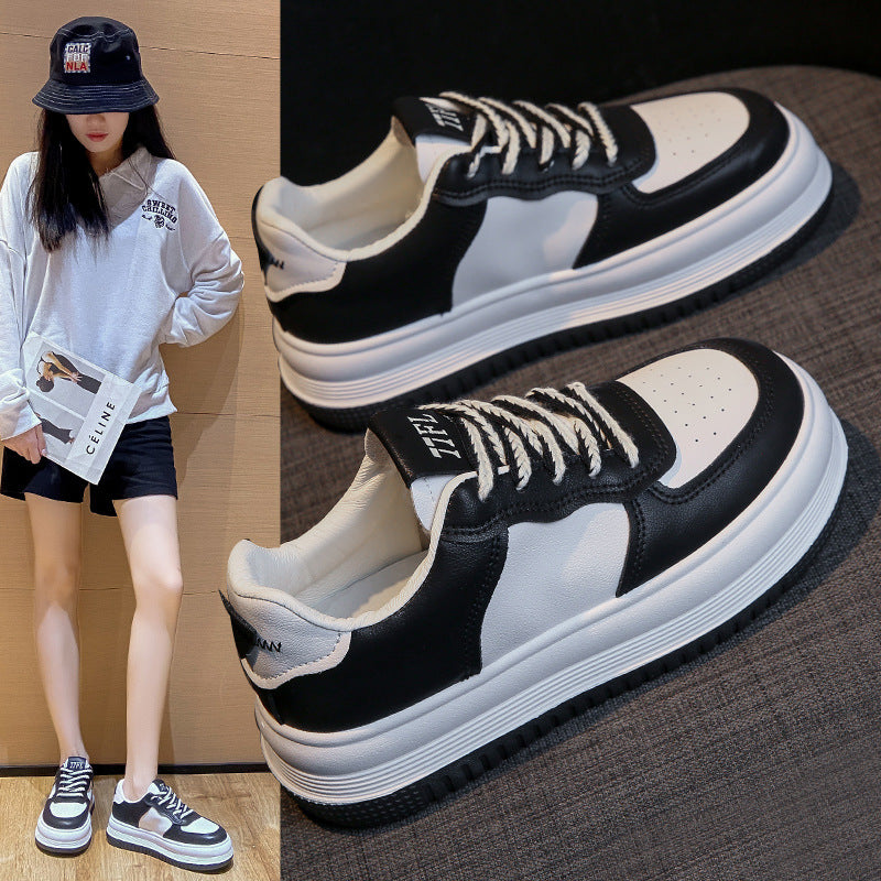 Women's Korean Style White Autumn Board Platform Sneakers