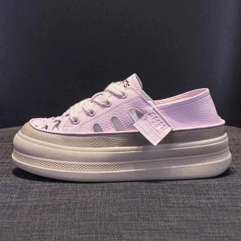 Women's Summer Hollowed Genuine White Sports And Sneakers