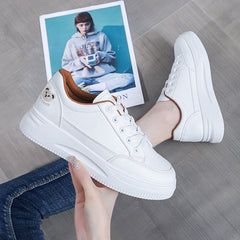 Women's Bear White Autumn Thick-soled Korean Style Sneakers