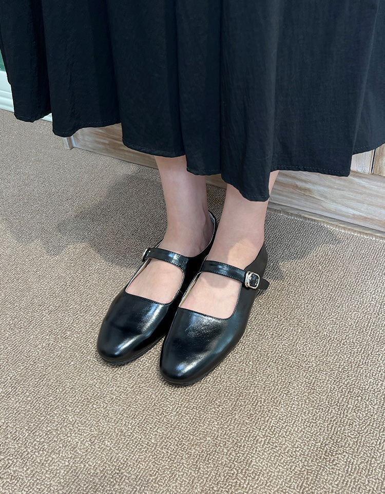 Single Buckle Black Mary Jane Shoes