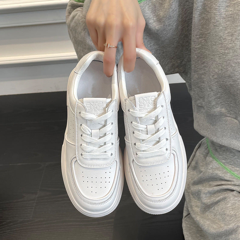 Women's White Autumn Platform Lace Up Mesh Sneakers