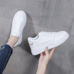 Women's Bear White Autumn Thick-soled Korean Style Sneakers