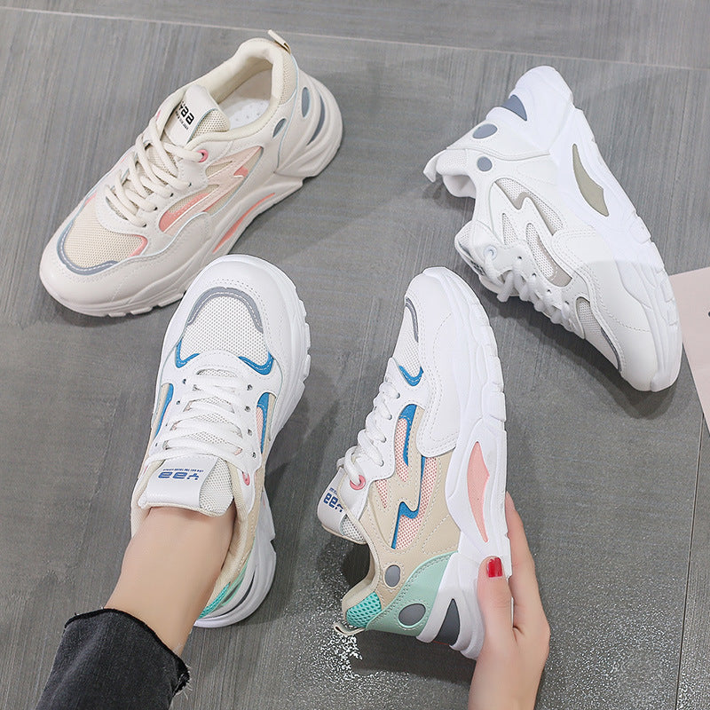 Women's Fashionable Summer White Mesh Breathable Sneakers