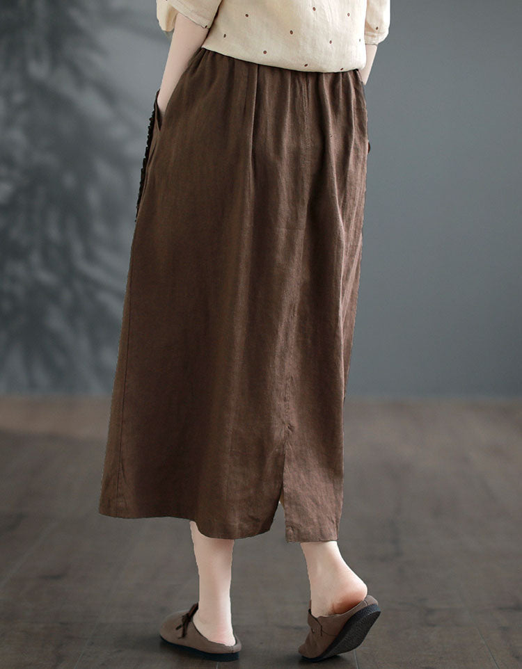 Women's Buckles Summer Linen Skirt