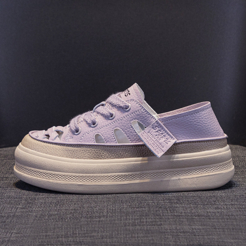 Women's Summer Hollowed Genuine White Sports And Sneakers