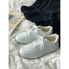 Women's Board Versatile Two Bars White Sports Sneakers