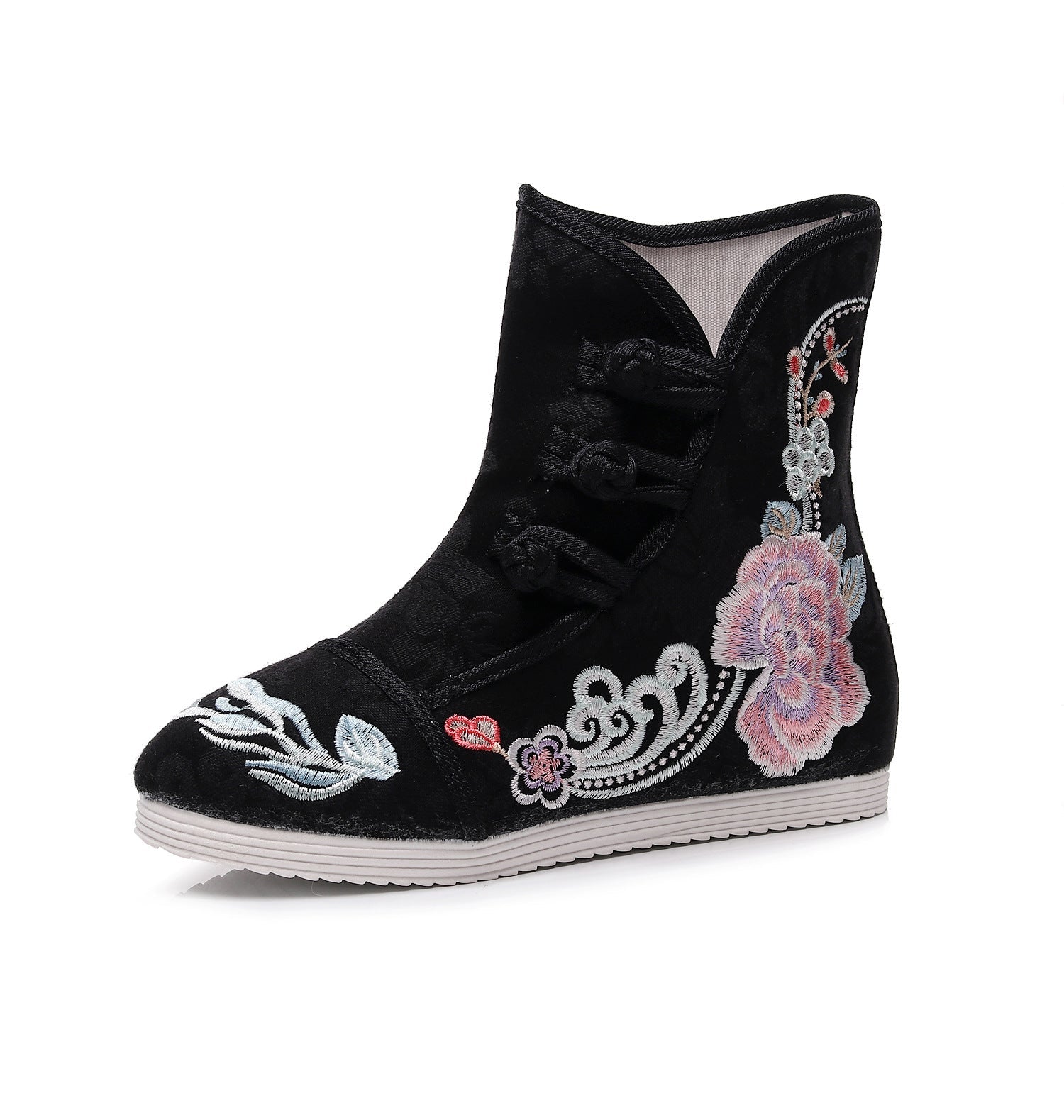 Women's Height Increasing Insole Ethnic Style Cloth Boots