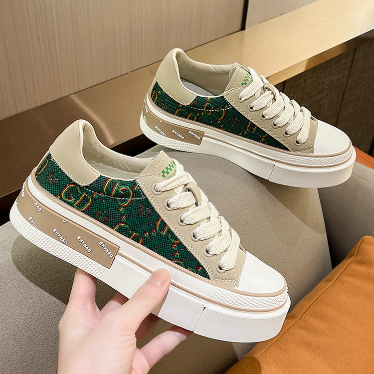 Fashion Low Top Pumps Rhinestone Thick-soled Sneakers