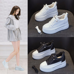 Women's Genuine Low-cut White Summer Height Increasing Sneakers