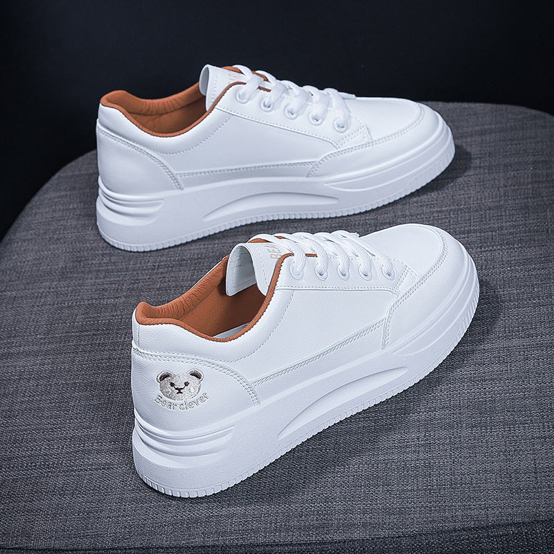 Women's Bear White Autumn Thick-soled Korean Style Sneakers