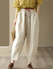 Elastic Waist Summer Loose Linen Pants