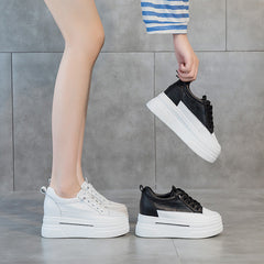 Women's Genuine Low-cut White Summer Height Increasing Sneakers