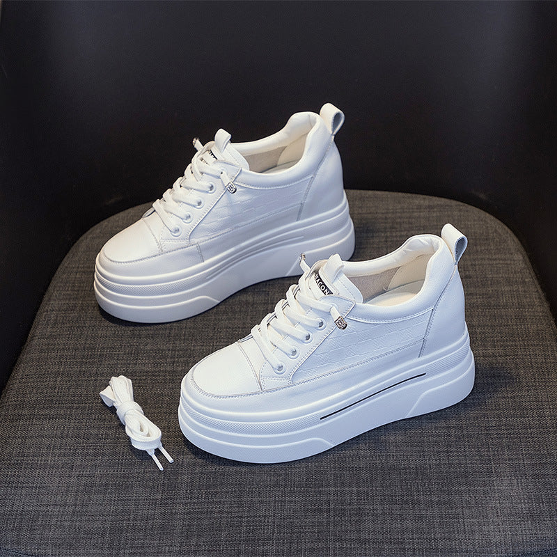 Women's Genuine Low-cut White Summer Height Increasing Sneakers