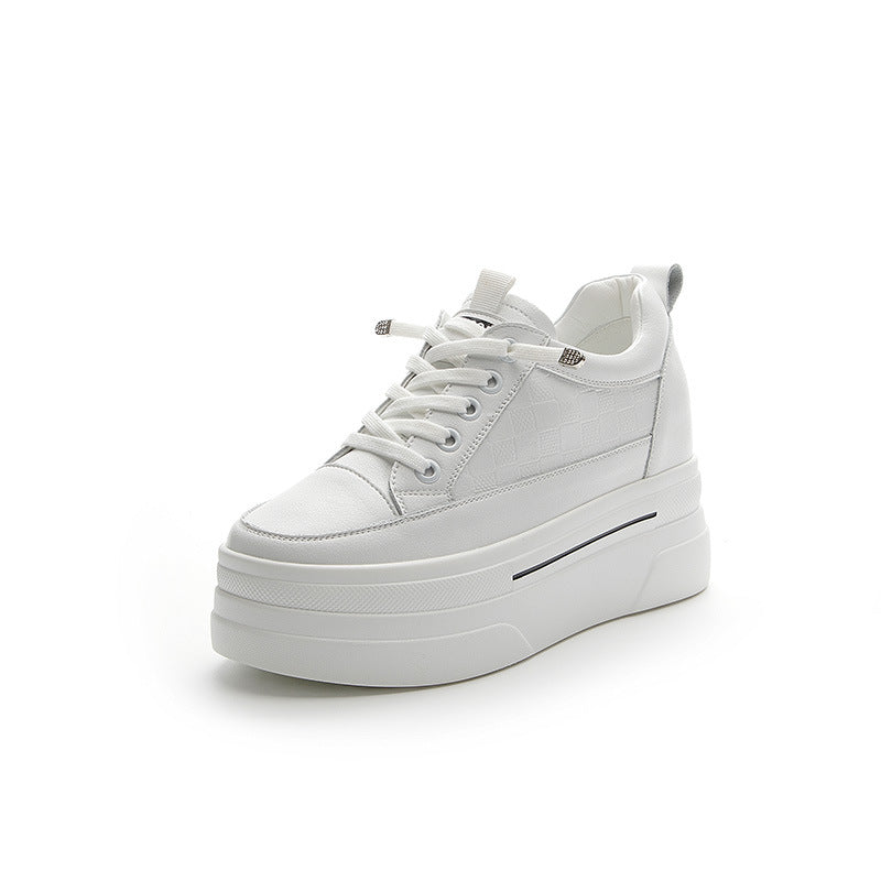 Women's Genuine Low-cut White Summer Height Increasing Sneakers