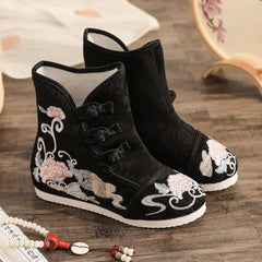 Women's Height Increasing Insole Ethnic Style Cloth Boots