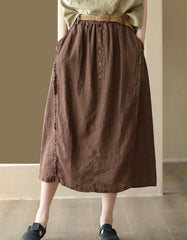 Women's Buckles Summer Linen Skirt