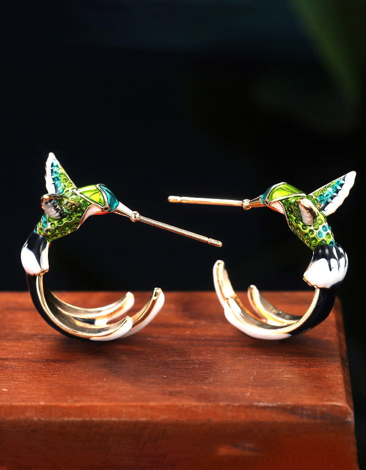 Handmade Hummingbird Drip Earrings