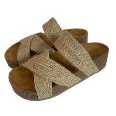 Women's Size Leisure Flat Platform Cross Woven Sandals