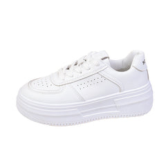 Women's White Spring Platform Height Increasing Versatile Sneakers