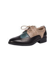 Handmade Three Tone Lace-up British Oxford Shoes Women 35-41