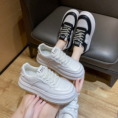 Women's Korean Style White Autumn Board Platform Sneakers