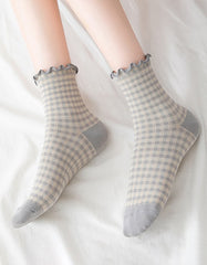 2 Pairs 6 Colors Plaid Cotton Socks for Women